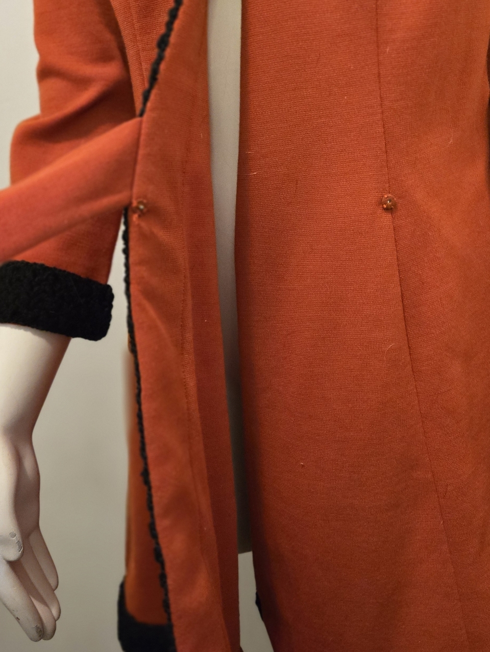 Vtg Alfred Werber 1960S MOD Red Wrap Coat Foxy Red & Black Faux Shearling S/M - Picture 11 of 16